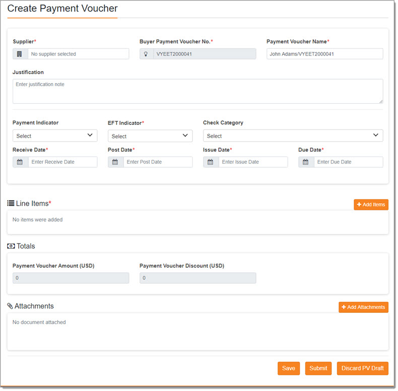 Create Payment Voucher
